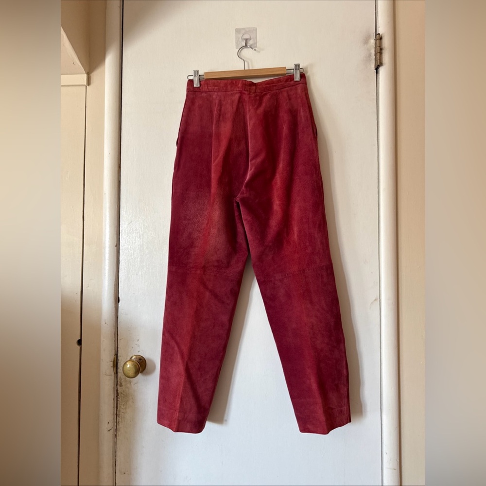 Vtg Red Suede Leather Pants Lined Jeffrey Greene | Women's Size 10